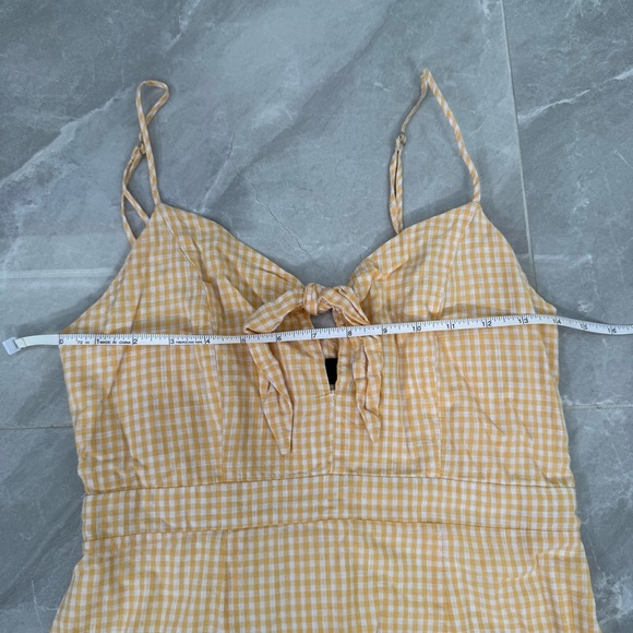 Women’s Lulus Music City Gingham Tie Front Spaghetti Strap Mini Dress Small - Picture 14 of 16